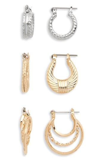 Women's Bp. Assorted 3-pack Textured Mini Hoop Earrings