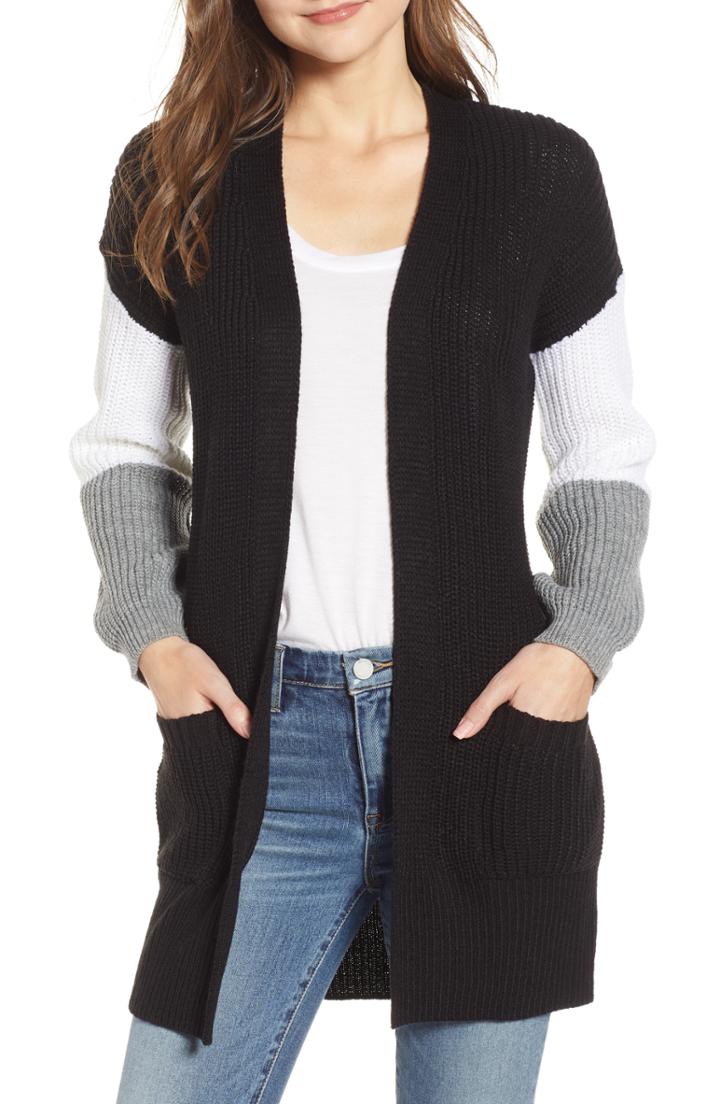Women's Love By Design Colorblock Cardigan - Black