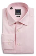 Men's David Donahue Trim Fit Houndstooth Dress Shirt .5 - 32/33 - Pink