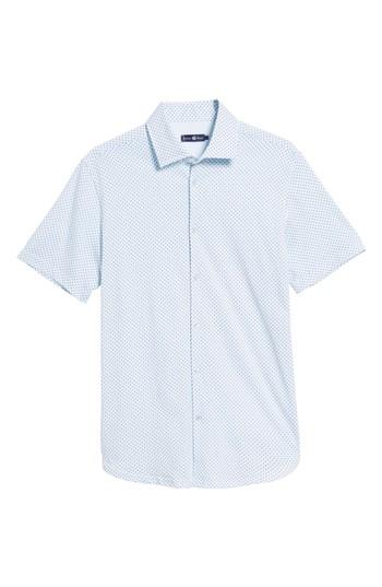 Men's Stone Trim Fit Geo Print Sport Shirt, Size - White