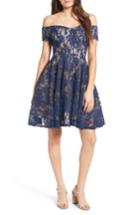 Women's Soprano Lace Off The Shoulder Fit & Flare Dress - Blue