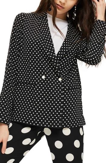 Women's Topshop Ava Double Breasted Jacket Us (fits Like 0) - Black