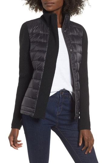 Women's Mark New York Packable Knit Trim Puffer Jacket - Black