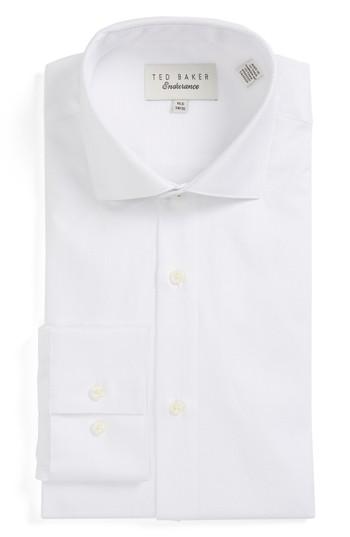 Men's Ted Baker London Endurance Trim Fit Stripe Dress Shirt .5 32/33 - White