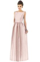 Women's Alfred Sung Square Neck Dupioni Full Length Dress - Pink