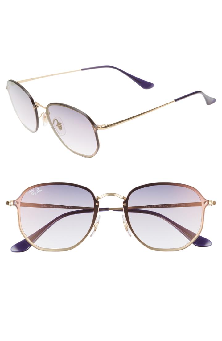 Women's Ray-ban 58mm Round Sunglasses - Gold/ Blue Violet Gradient