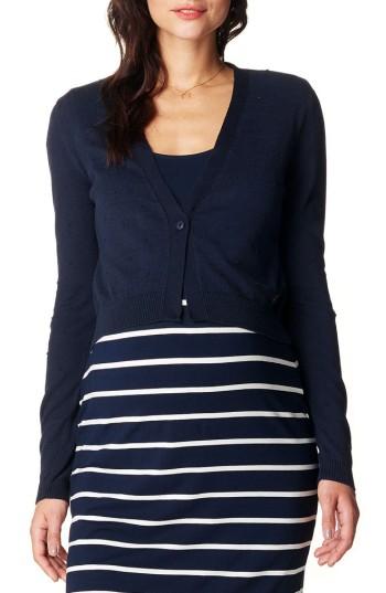 Women's Noppies Lori Knit Crop Maternity Cardigan, Size - Blue