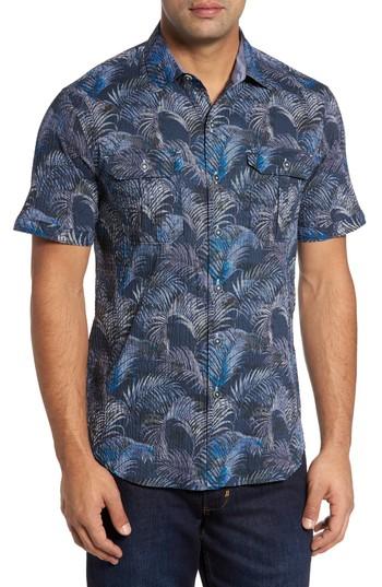 Men's Tommy Bahama Fez Fronds Regular Fit Sport Shirt Shirt, Size - Blue