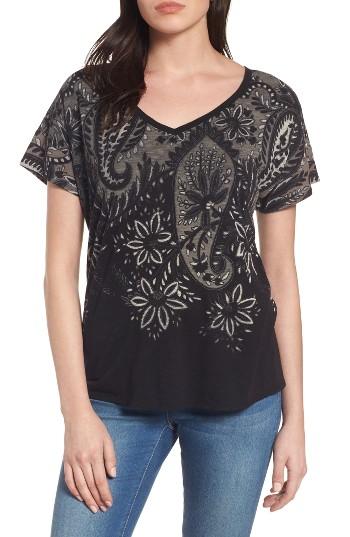 Women's Lucky Brand Big Paisley Top - Black