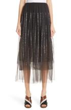 Women's Brunello Cucinelli Sequin Stripe Tulle Overlay Skirt Us / 36 It - Grey