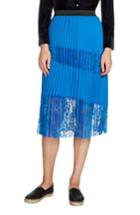 Women's Maje Jarane Lace Inset Pleated Midi Skirt - Blue