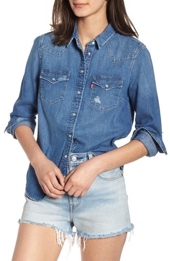 Women's Levi's Ultimate Western Denim Shirt - Blue