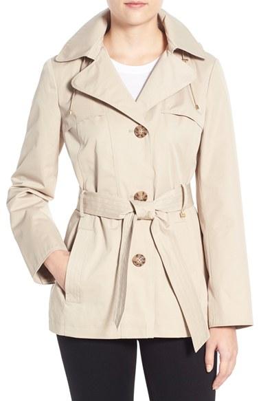 Women's Ellen Tracy Cotton Blend Short Trench Coat - Beige