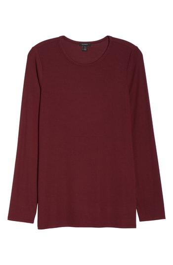 Women's Halogen Skivvy Fine Rib Crewneck Tee, Size - Burgundy