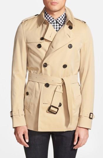 Men's Burberry Sandringham Short Double Breasted Trench Coat - Beige