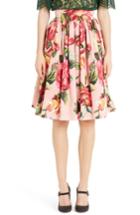 Women's Dolce & Gabbana Rose Print Poplin Skirt Us / 44 It - Pink