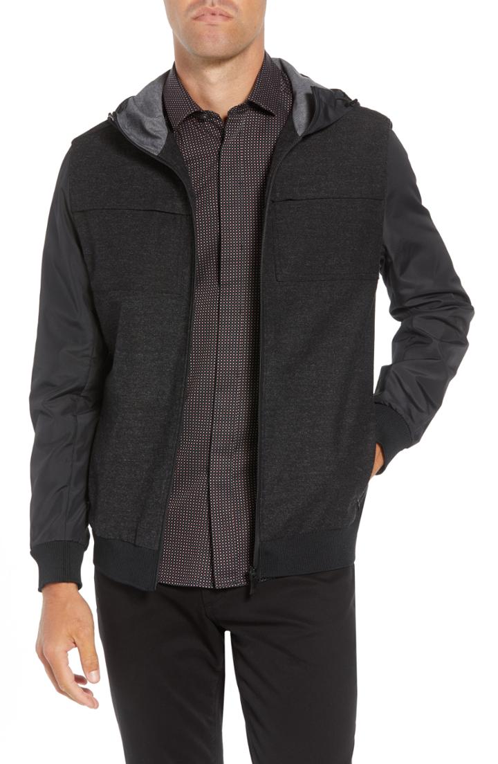 Men's Vince Camuto Mixed Media Slim Windbreaker Jacket - Grey