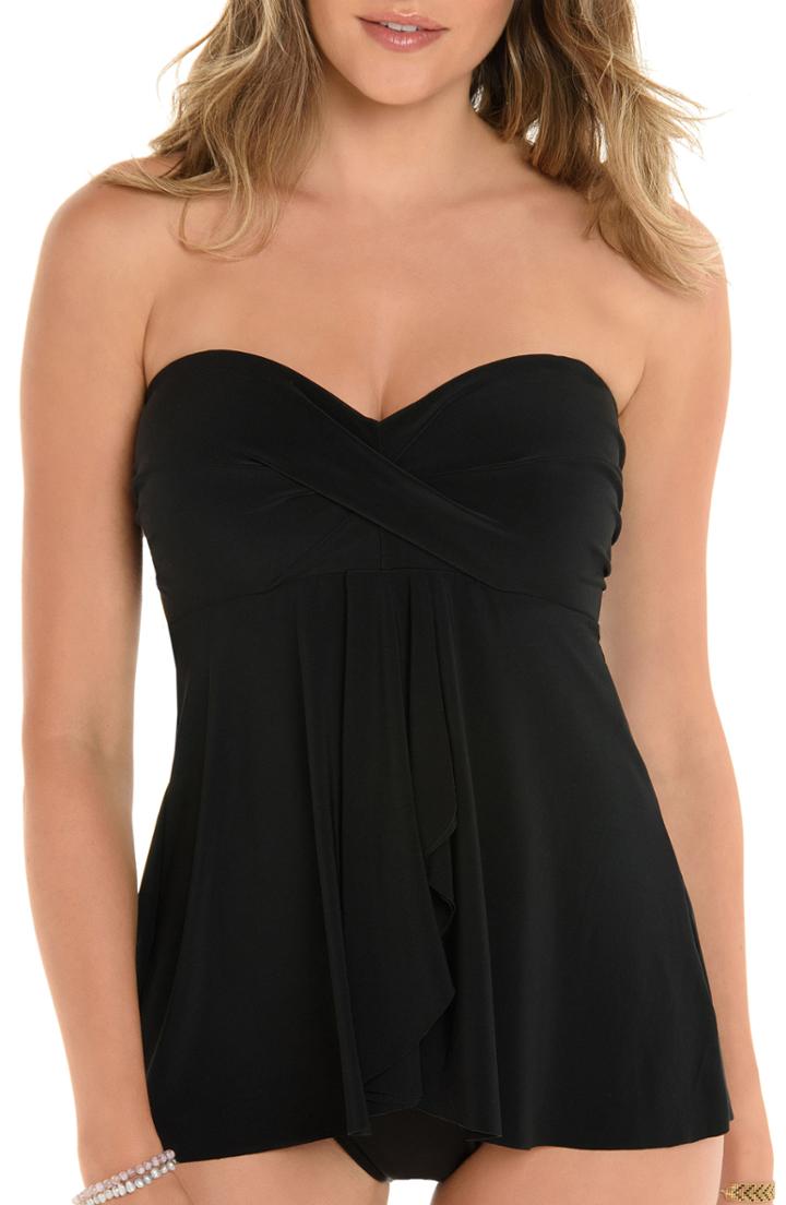 Women's Miraclesuit Rock Solid Cadiz Bandeau Tankini Top - Black