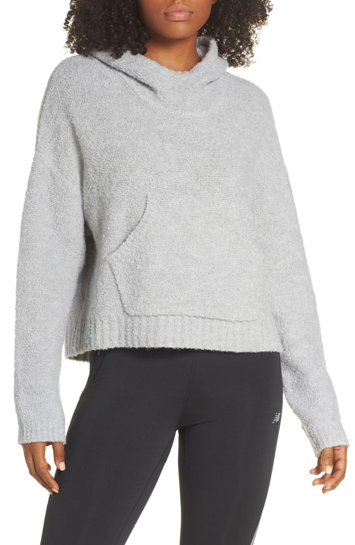 Women's New Balance Boucle Cozy Crop Hoodie - Grey