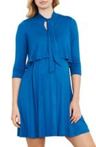 Women's Maternal America Tie Neck Maternity Dress