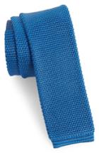 Men's Ted Baker London Birdseye Knit Silk Skinny Tie, Size - Blue