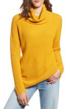 Women's Halogen Oversized Turtleneck Tunic Sweater - Yellow