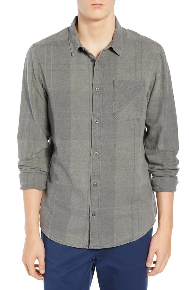 Men's Rvca Good Stuff Check Flannel Shirt - Grey