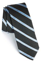 Men's 1901 'smoak' Stripe Woven Silk & Cotton Tie, Size - Black