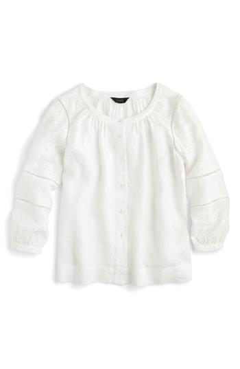 Women's J.crew Circle Eyelet Linen Top - White