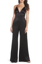 Women's Jill Jill Stuart Plunge Neck Satin Jumpsuit - Black