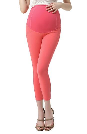 Women's Kimi And Kai Tia Cropped Denim Maternity Leggings - Coral