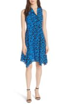 Women's Diane Von Furstenberg Handkerchief Hem Floral Silk Dress - Blue
