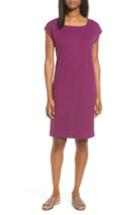 Women's Eileen Fisher Hemp & Organic Cotton Square Neck Shift Dress - Purple