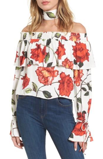 Women's Arrive Reese Off The Shoulder Top & Scarf - White