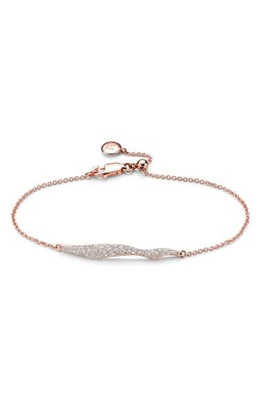 Women's Monica Vinader 'riva' Wave Diamond Charm Bracelet