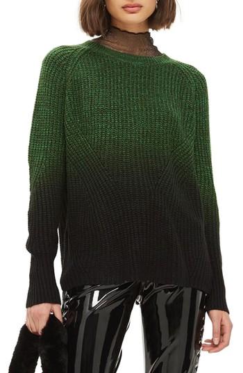 Women's Topshop Twist Dip Dye Sweater Us (fits Like 0) - Green