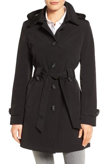 Women's Gallery Silk Look Belted Trench Coat