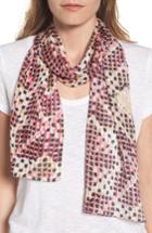 Women's Echo Painterly Check Silk Scarf, Size - Pink
