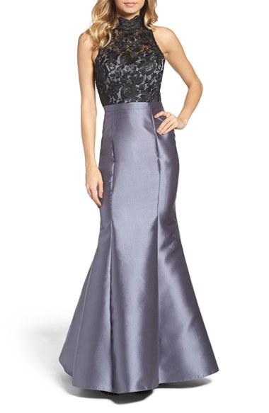 Women's Xscape Lace & Satin Mermaid Dress