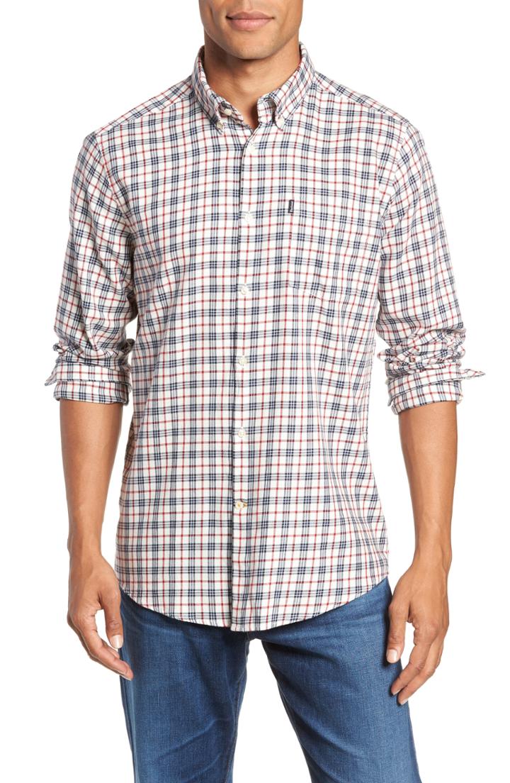 Men's Barbour Stapleton Country Check Sport Shirt - White