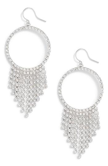 Women's Cristabelle Crystal Fringe Hoop Drop Earrings