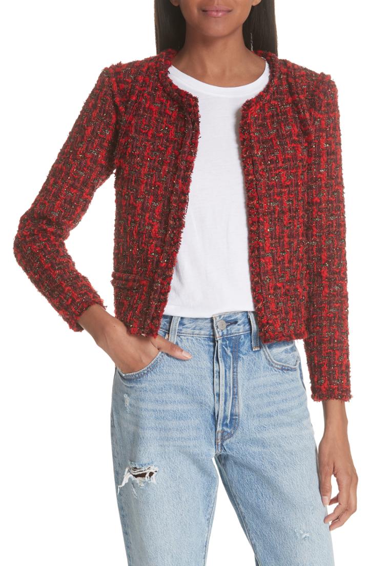 Women's Iro Metallic Tweed Jacket Us / 34 Fr - Red