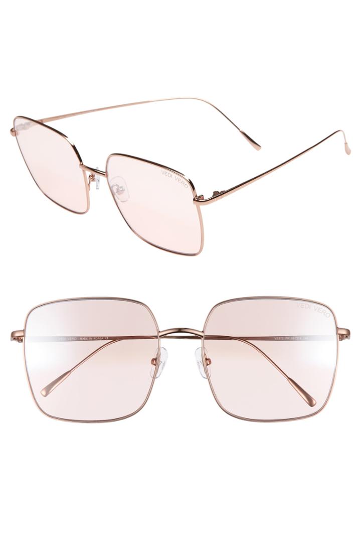 Women's Vedi Vero 58mm Square Sunglasses - Shiny Rose Gold