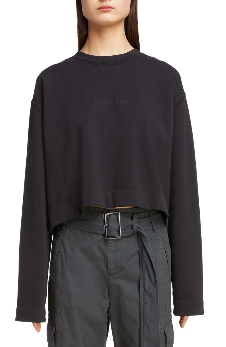 Women's Acne Studios Odice Crop Sweater - Black
