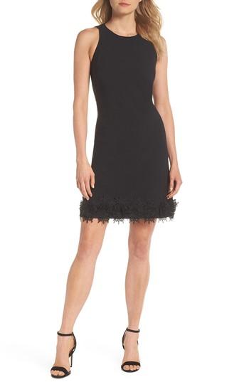 Women's Julia Jordan Sleeveless Lace Hem Sheath Dress - Black