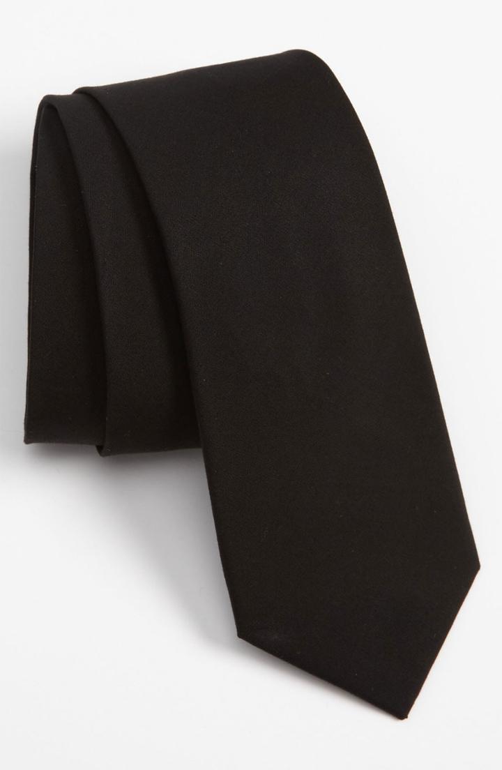 Men's The Tie Bar Solid Cotton Tie, Size - Black