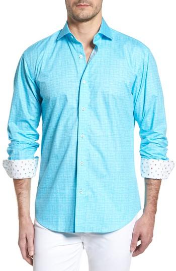 Men's Bugatchi Freehand Shaped Fit Sport Shirt - Green