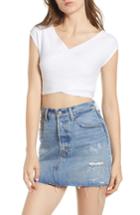 Women's Madison & Berkeley Ribbed Wrap Crop Top - White