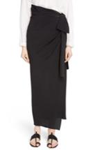 Women's Saint Laurent Side Tie Silk Crepe De Chine Maxi Skirt Us / 34 Fr - Black