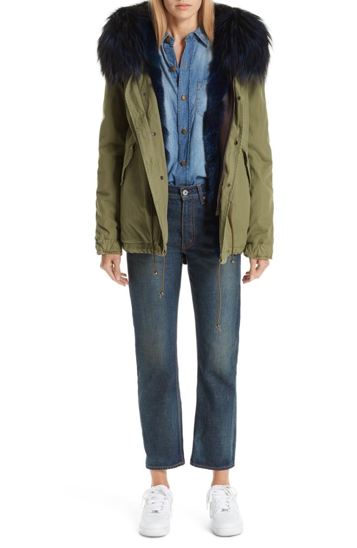 Women's Nobis Ava Water Resistant 650-fill-power Down Parka With Genuine Coyote Fur Trim - Red